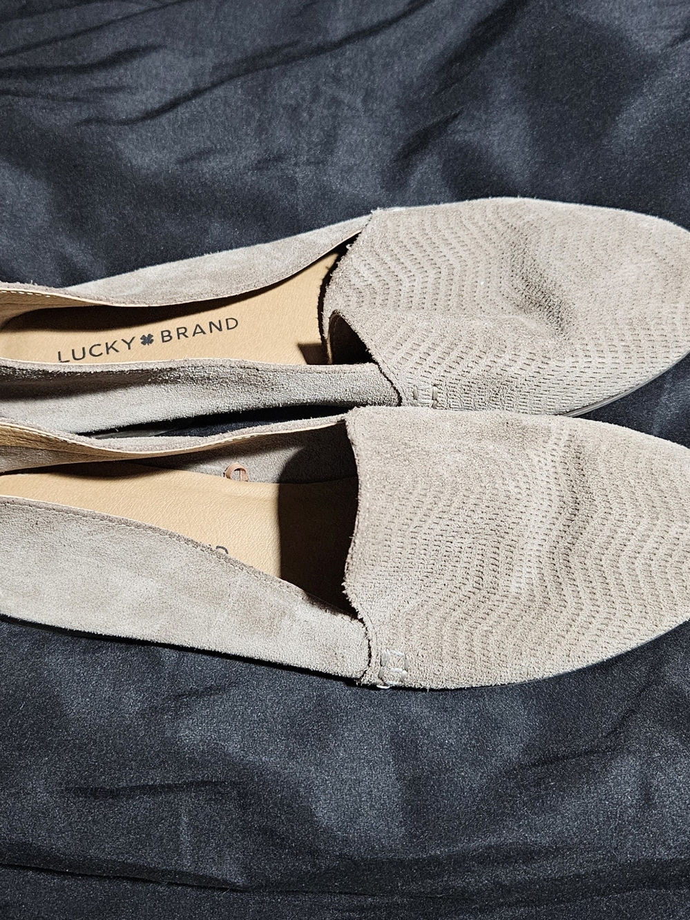 Lucky Brand Women's Taupe Suede Slip-On Flats